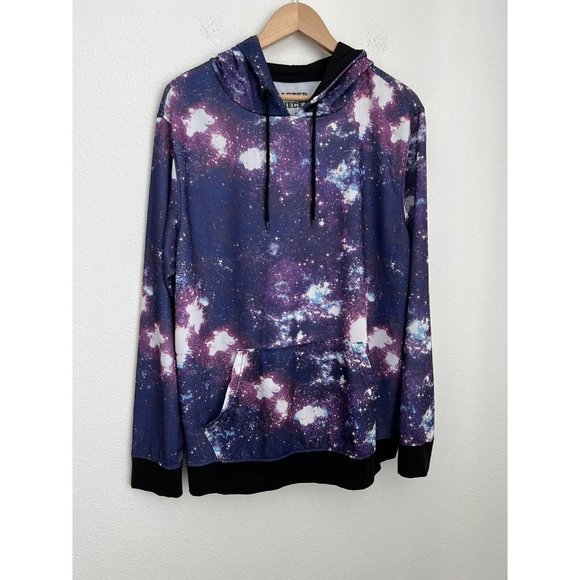 Master Piece Space Hoodie All-Over Print Science Size M  Purple Cosmos Astronomy - Picture 1 of 5